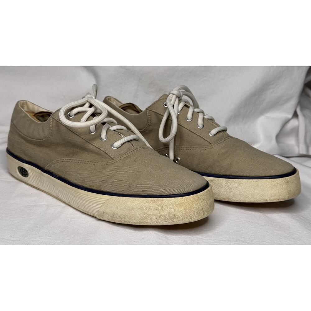 Cole Haan Classic Tan Beige Canvas Lace-Up Loafers Boat Casual Shoes Size 10.5D
